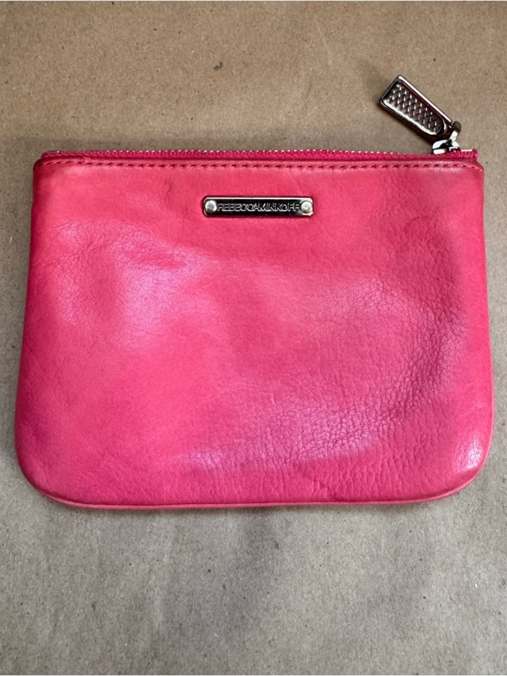Rebecca Minkoff Mini Leather Zip Pouch “Supercute”. 5.5” by 4” by 0.5”